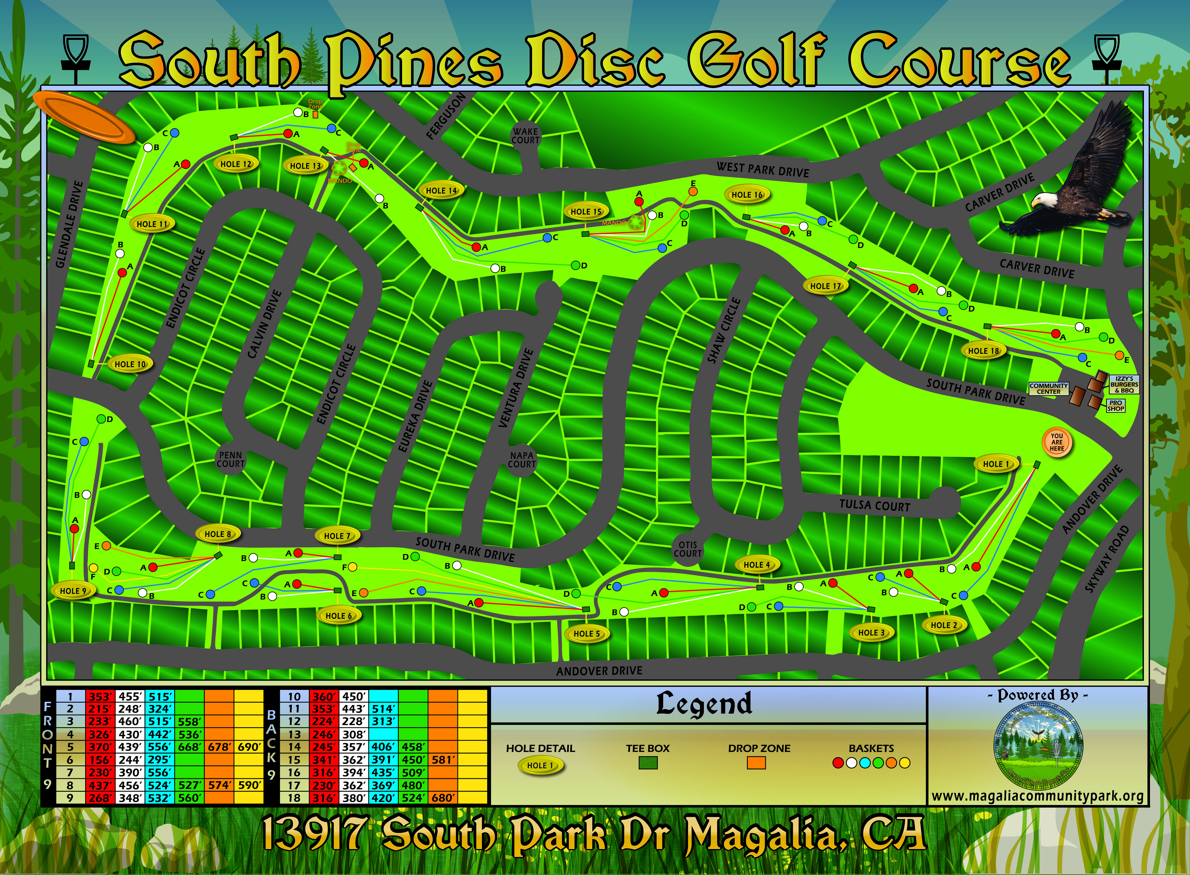 South Park Disc Golf Map