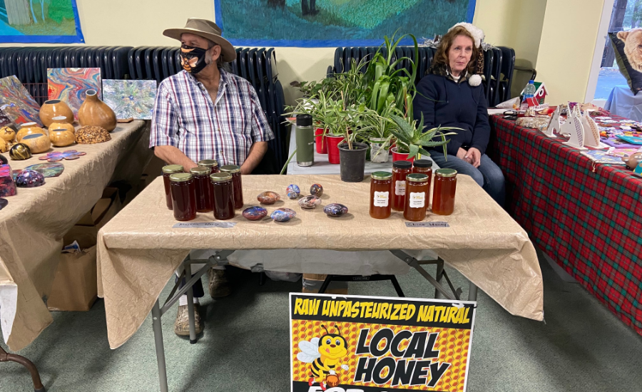 A table selling local honey